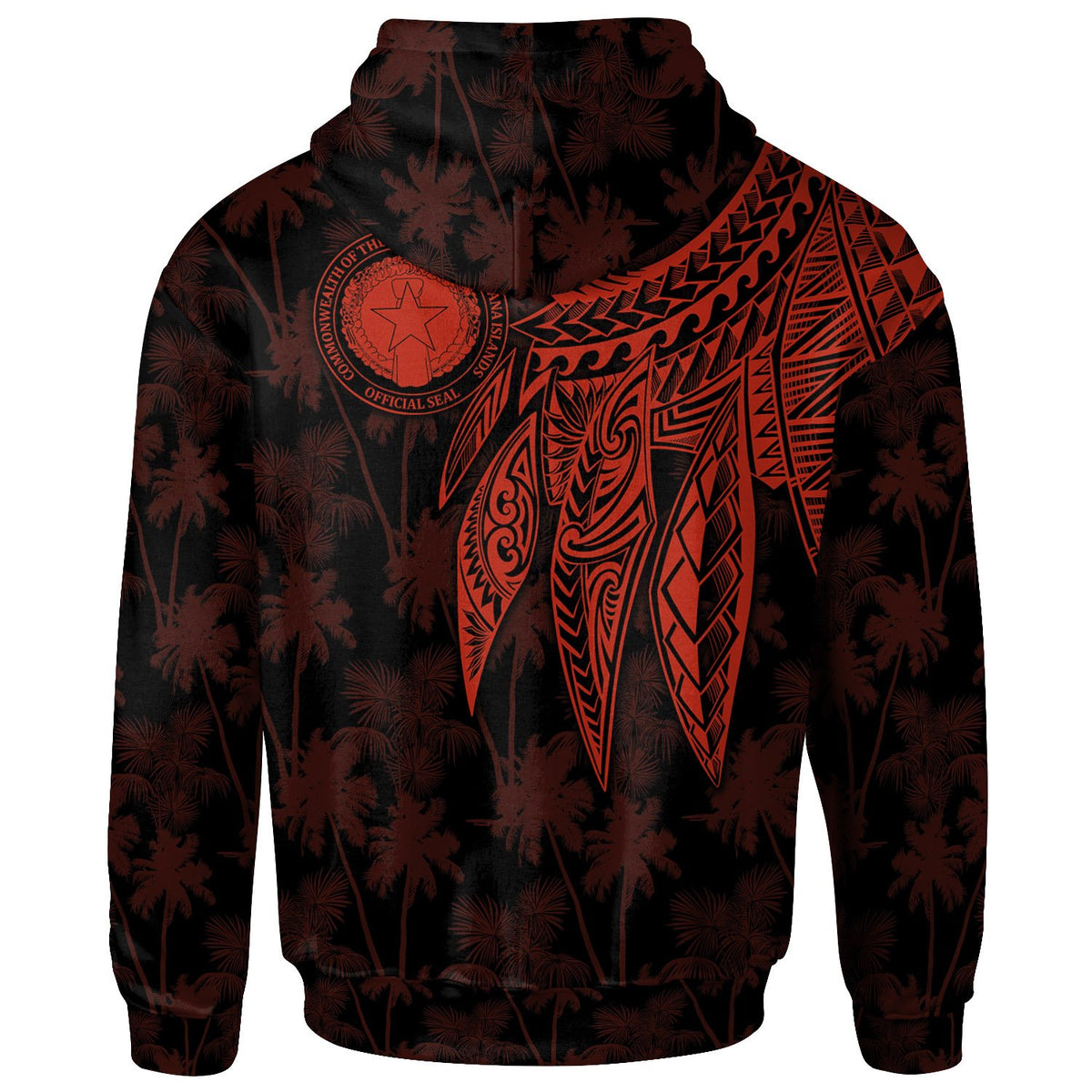 Northern Mariana Islands Polynesian Custom Hoodie Polynesian Wings Red - Polynesian Pride