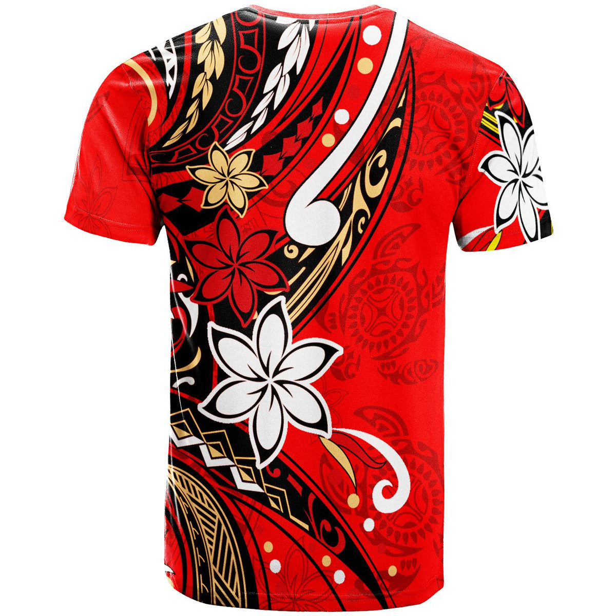 Samoa T Shirt Tribal Flower With Special Turtles Red Color - Polynesian Pride
