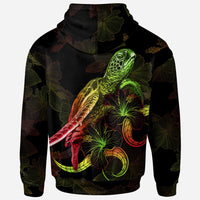 Chuuk Polynesian Zip up Hoodie Turtle With Blooming Hibiscus Reggae - Polynesian Pride