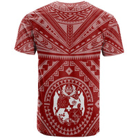 Tonga Custom T Shirt Tonga Seal With Polynesian Tattoo Style (Red) - Polynesian Pride