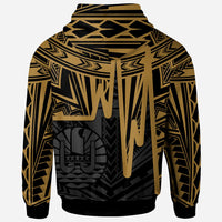 Tahiti Custom Zip up Hoodie Tahiti Seal In Heartbeat Patterns Style (Gold) - Polynesian Pride