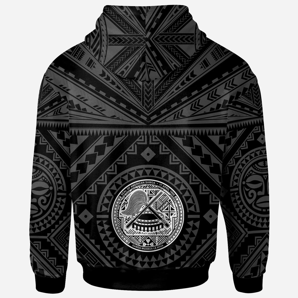 American Samoa Custom Hoodie Seal In Polynesian Tattoo Style (Black) - Polynesian Pride