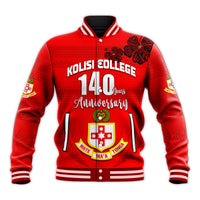 (Custom Text and Number) Kolisi Tonga College Atele Baseball Jacket 140 Years Anniversary Tongan Ngatu LT13 - Polynesian Pride