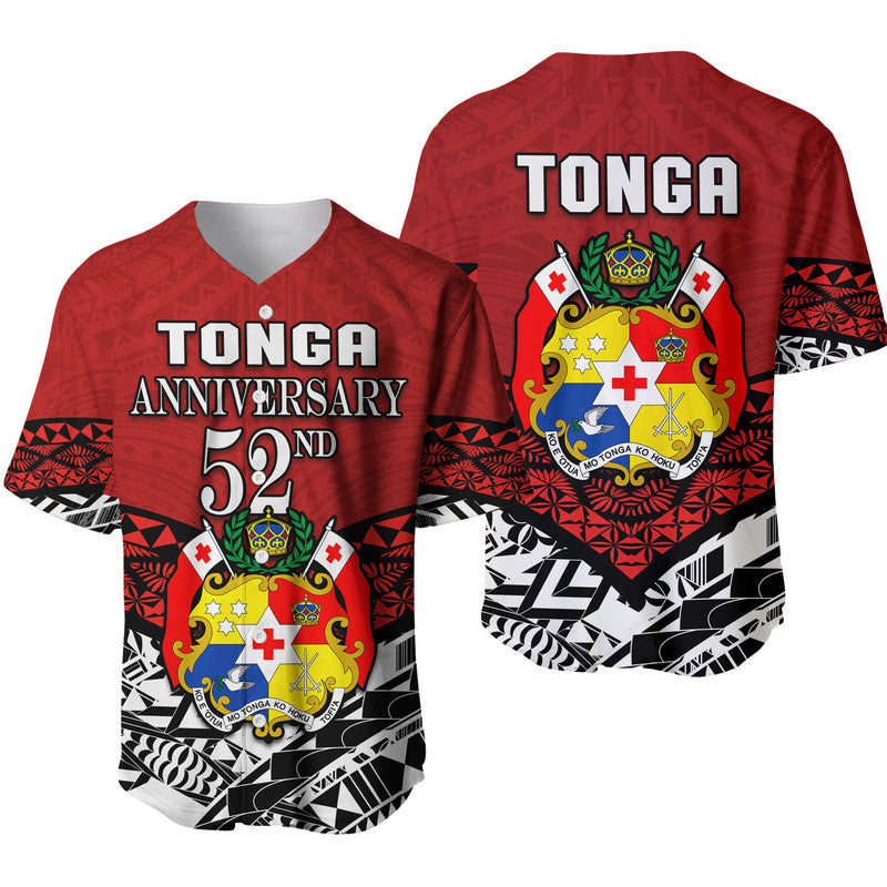 Tonga Baseball Jersey Independence Anniversary Special Version 2022 LT14 Red - Polynesian Pride