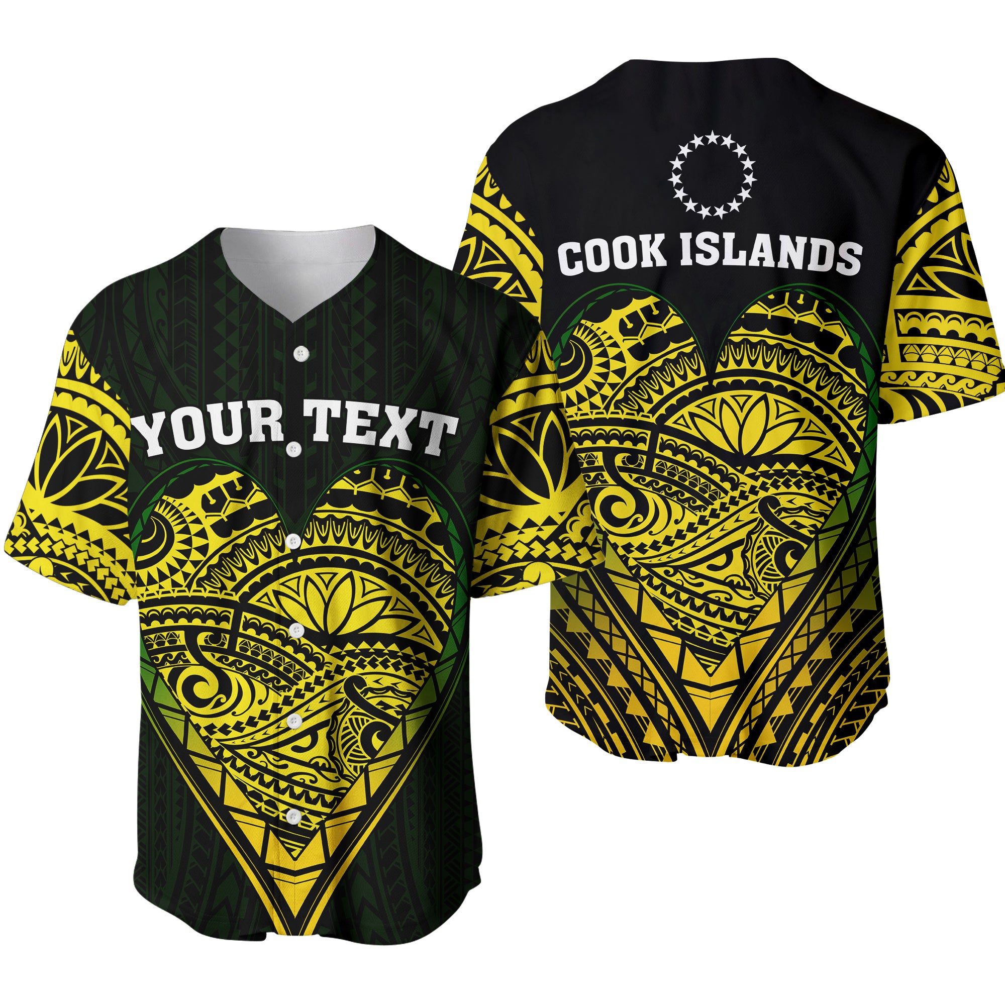 (Custom Personalised) Cook Islands Pattern Baseball Jersey Always In My Heart LT13 Black - Polynesian Pride