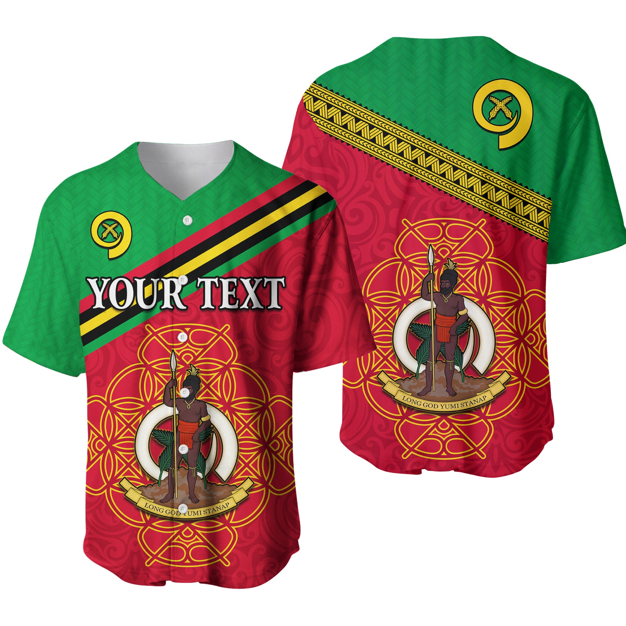 (Custom Personalised) Vanuatu Baseball Jersey Pattern Sand Drawing LT13 Red - Polynesian Pride