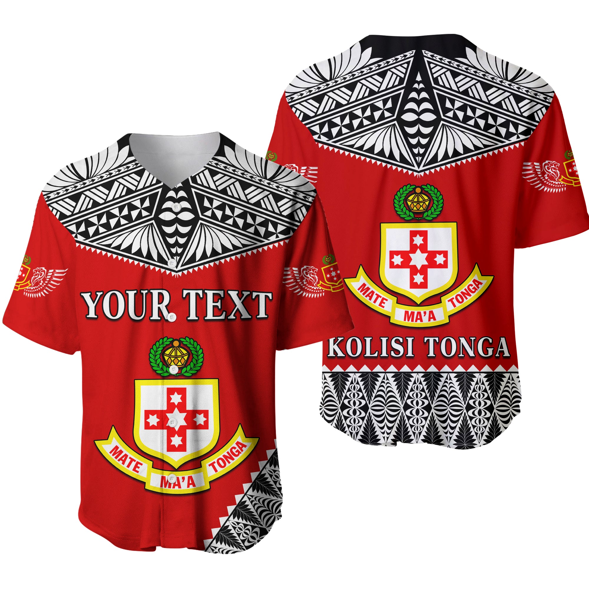 (Custom Personalised) Kolisi Tonga Baseball Jersey College 'Atele Mate Ma'a Tonga LT13 Red - Polynesian Pride