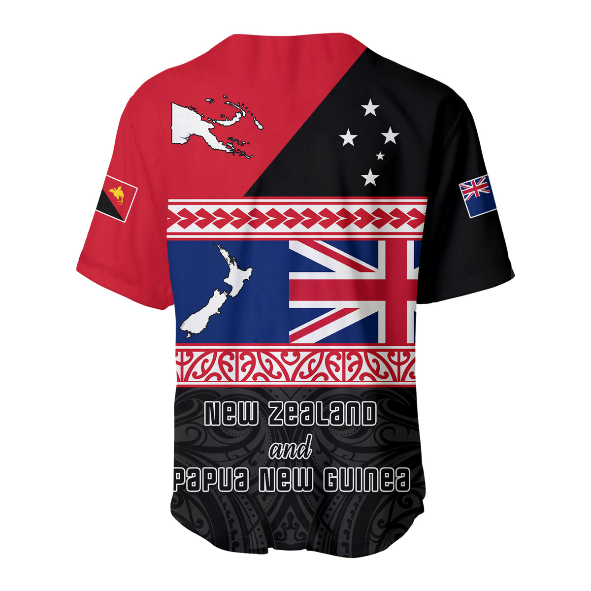 (Custom Personalised) Papua New Guinea and New Zealand Baseball Jersey Maori PNG and NZ LT13 - Polynesian Pride
