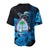 Guam Seal Baseball Jersey Polynesian Turtle with Flowers Version Blue LT13 - Polynesian Pride