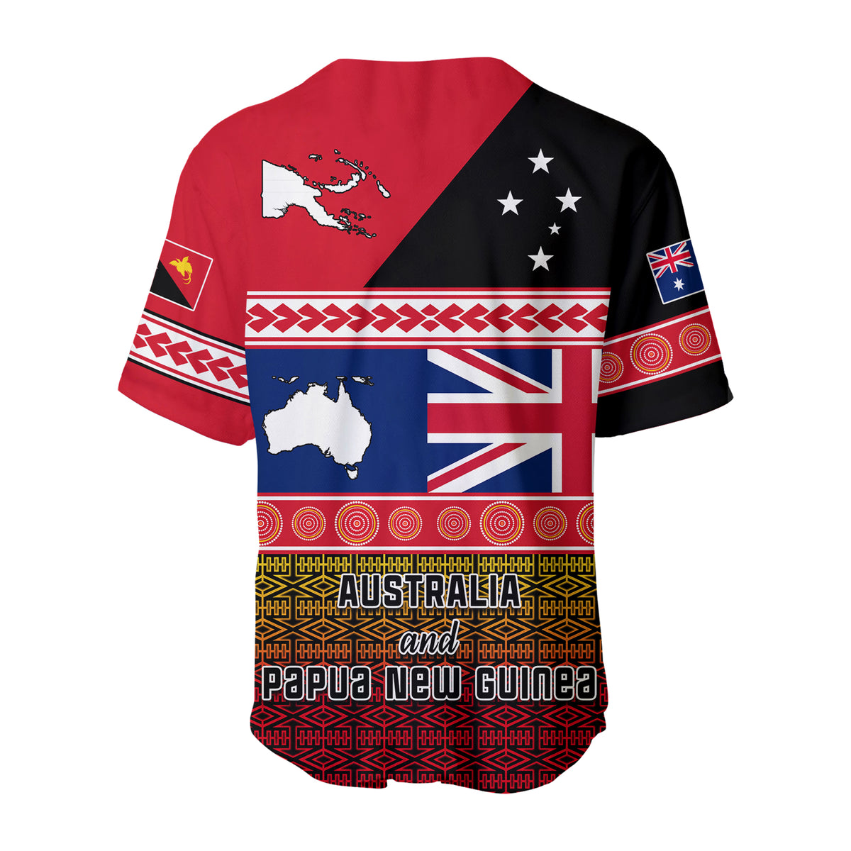 (Custom Personalised) Papua New Guinea and Australia Baseball Jersey Polynesian PNG and AUS LT13 - Polynesian Pride