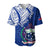 (Custom Personalised) Samoa Siapo Baseball Jersey Sporty Mix Barkcloth Panel LT13 Blue - Polynesian Pride