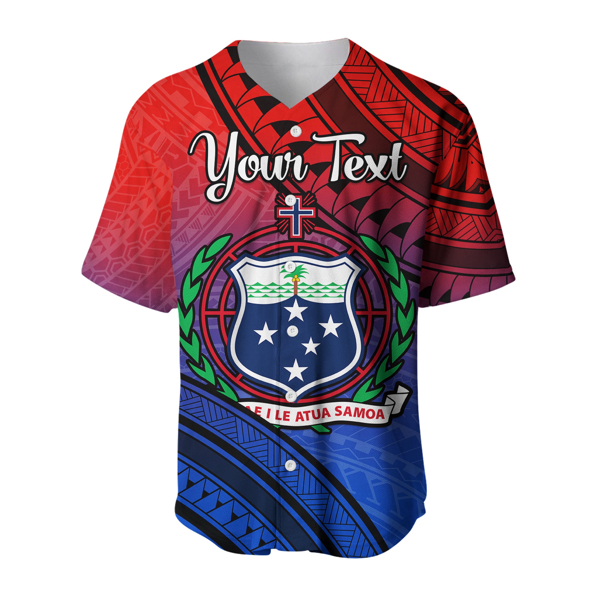 (Custom Personalised) Samoa Baseball Jersey Style Gradient Sporty Original LT13 Gradient - Polynesian Pride