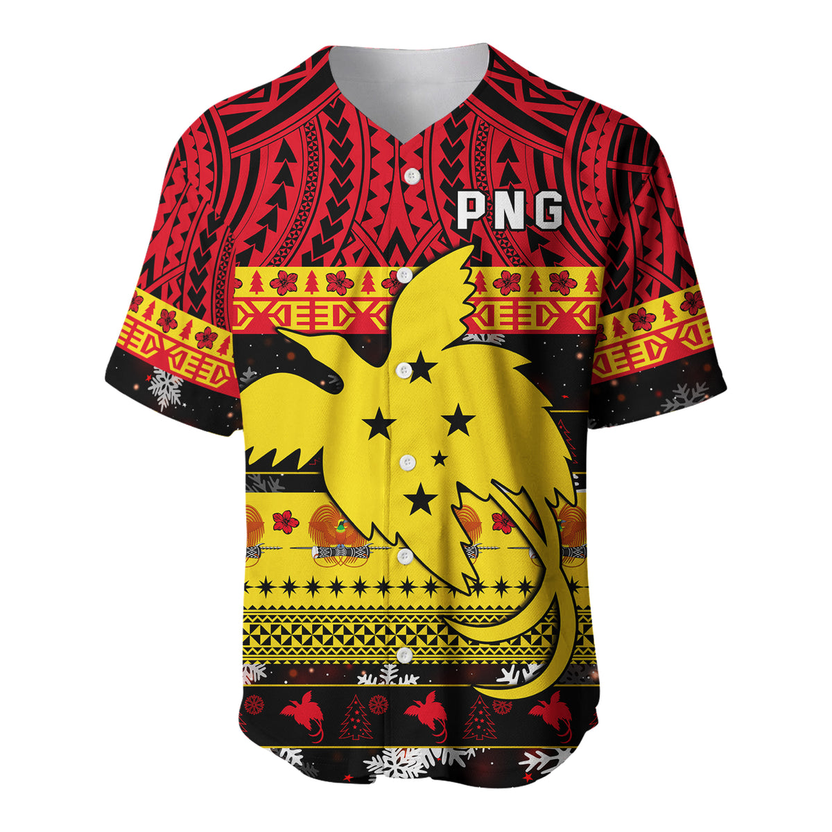 (Custom Personalised) Papua New Guinea Christmas Baseball Jersey Raggiana Loved LT13 - Polynesian Pride
