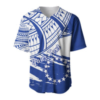 (Custom Personalised) Cook Islands Baseball Jersey Flag Style Blue With Claw Pattern LT13 Blue - Polynesian Pride
