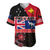 Papua New Guinea and Australia T Shirt Baseball Jersey PNG and AUS LT13 Black - Polynesian Pride