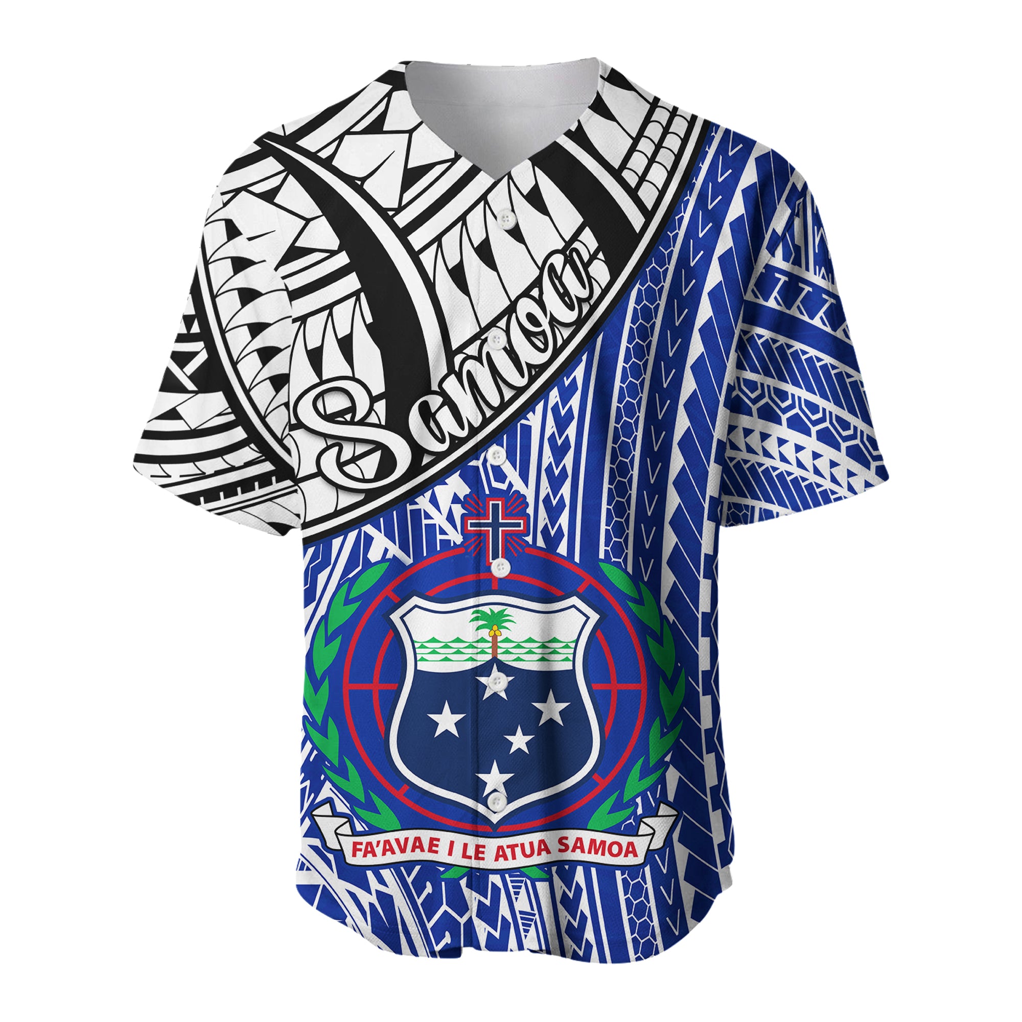 (Custom Personalised) Samoa Baseball Jersey Samoan Pattern Newest LT13 Blue - Polynesian Pride