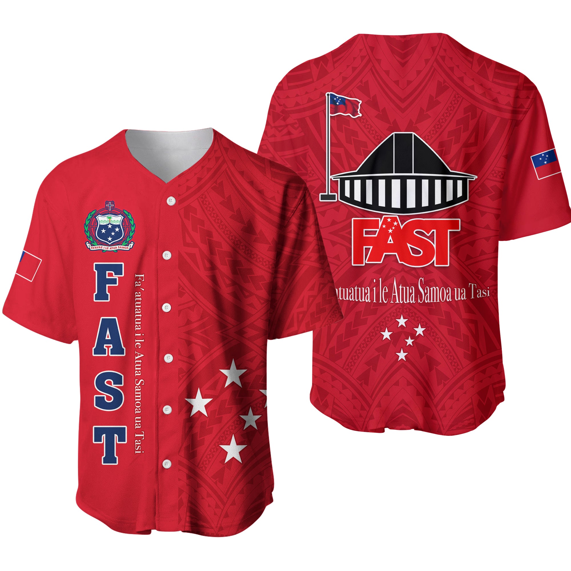 F.A.S.T Samoa Baseball Jersey We Ready Polynesian Samoan LT13 Red - Polynesian Pride