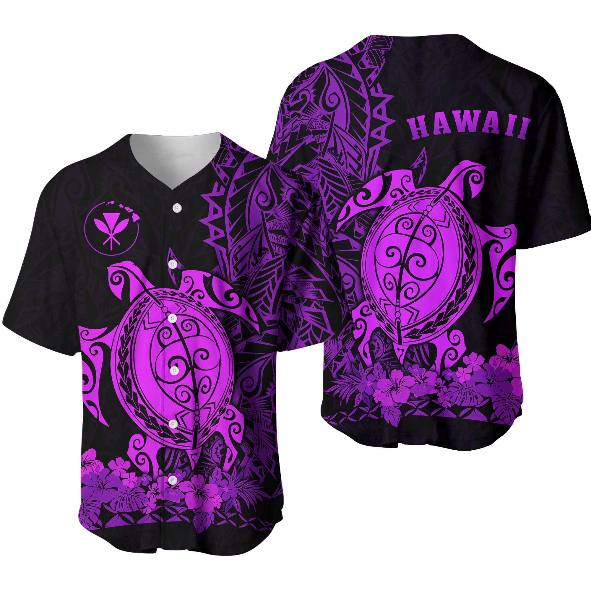 Hawaii Polynesian Baseball Jersey Purple Sea Turtles Hawaiian LT13 Purple - Polynesian Pride