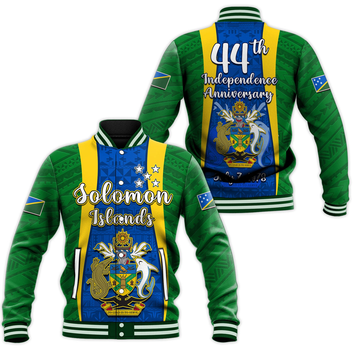 Solomon Islands Day Baseball Jacket 44 Years Independence Anniversary LT13 Unisex Green - Polynesian Pride