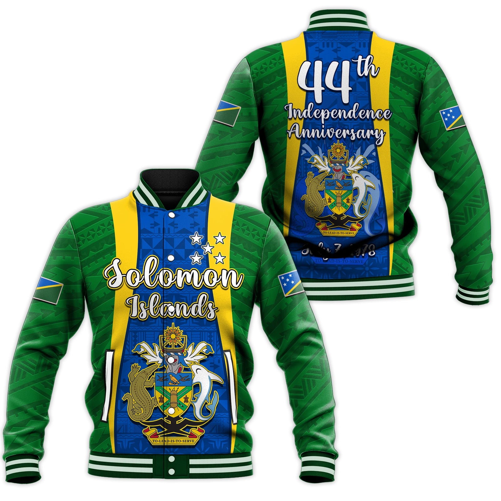 Solomon Islands Day Baseball Jacket 44 Years Independence Anniversary LT13 Unisex Green - Polynesian Pride