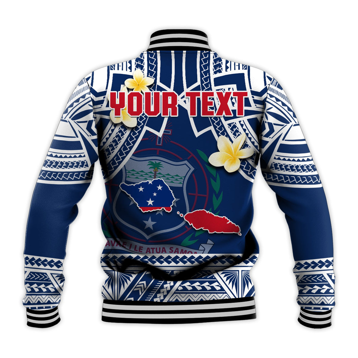 (Custom Personalised) Samoa Baseball Jacket Samoan Plumeria Flowers Mix Polynesian Pattern LT14 - Polynesian Pride