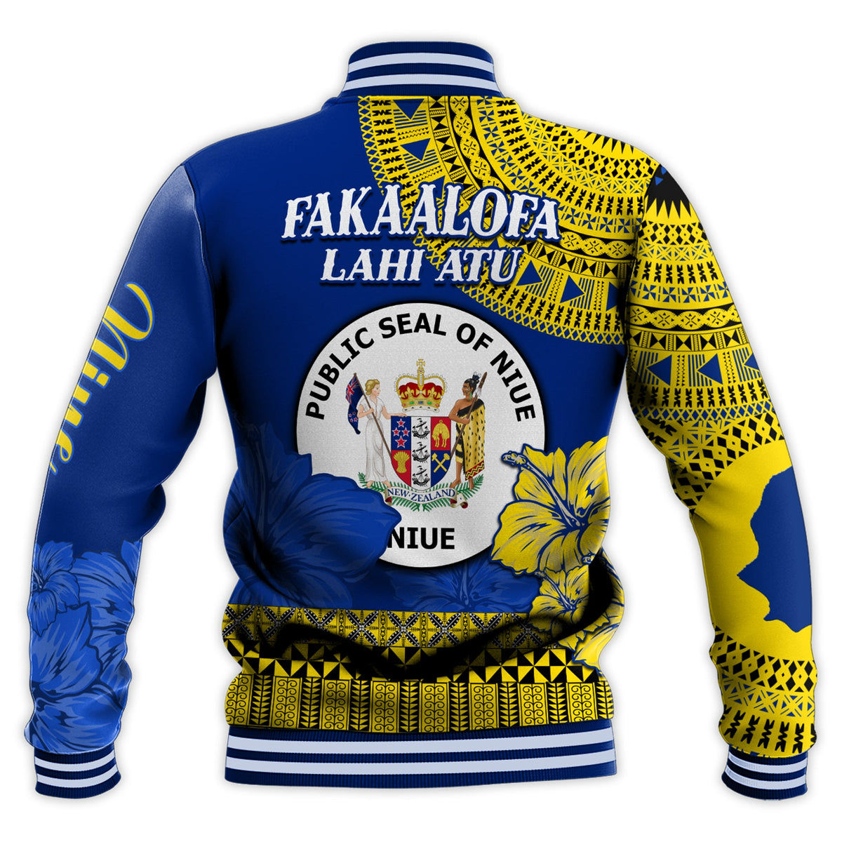 Niue Hiapo Baseball Jacket Rock of Polynesia Tapa Niuean Crab Happy Day LT13 - Polynesian Pride