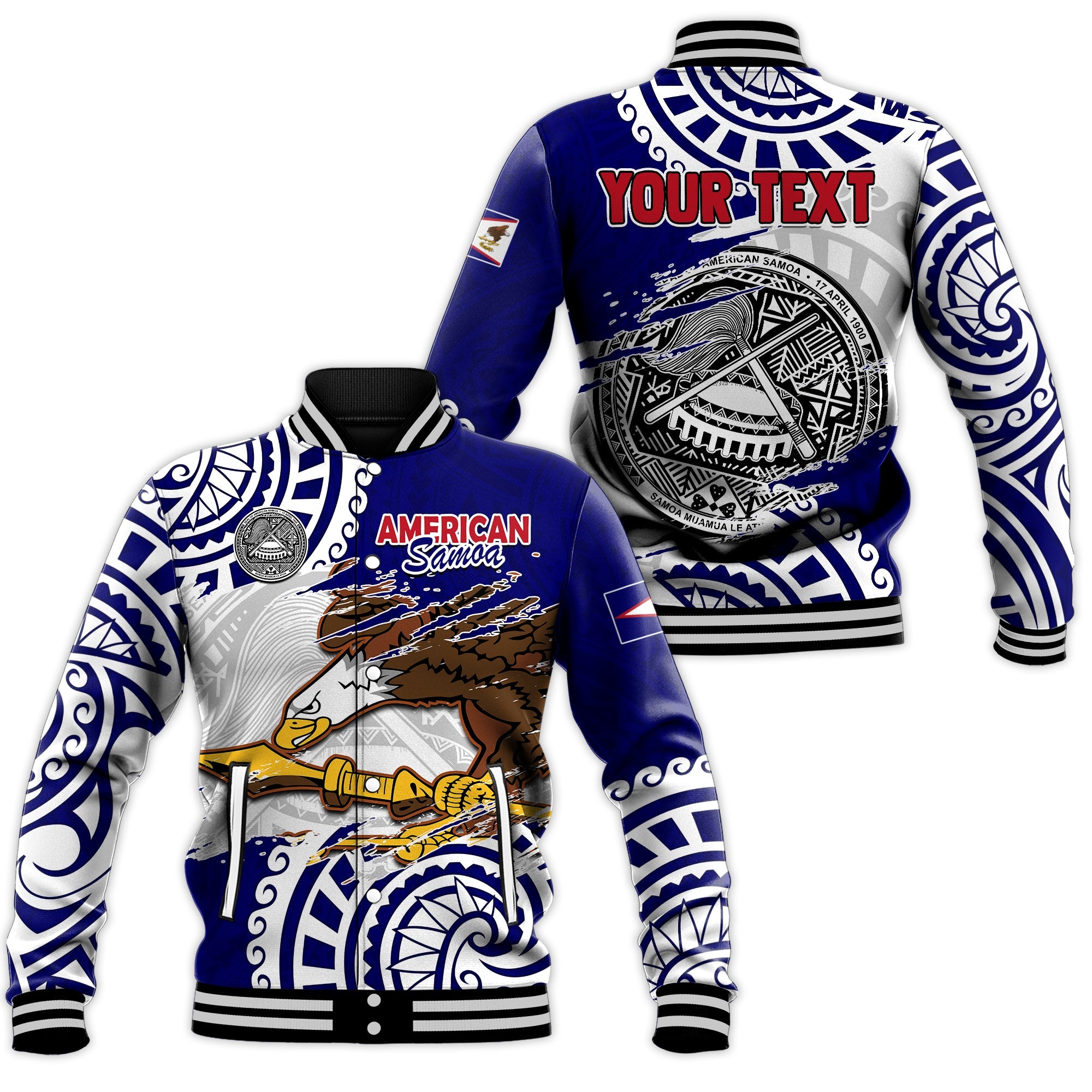 (Custom Personalised) American Samoa Independence Day Baseball Jacket Polynesian Special Version LT14 Unisex Blue - Polynesian Pride