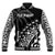 (Custom Text And Number) Fiji Rugby Baseball Jacket Fijian Cibi Dance Tapa Pattern Black LT14 - Polynesian Pride