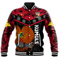 Papua New Guinea Rugby Baseball Jacket PNG Kumuls Bird Of Paradise Black LT14 - Polynesian Pride