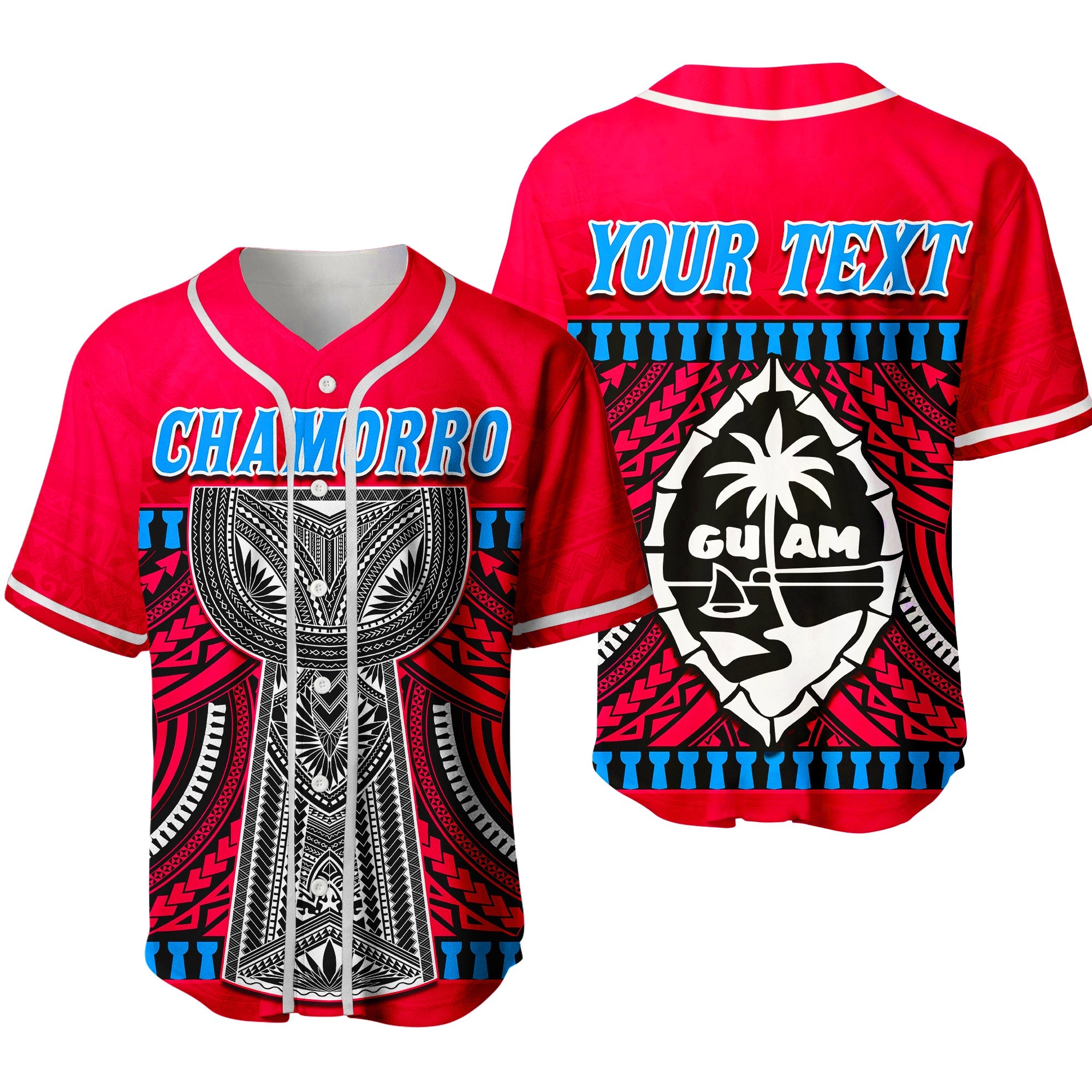 (Custom Personalised) Guam Chamorro Baseball Jersey Latte Stone Red Polynesian Haligi Ver.02 LT13 Red - Polynesian Pride