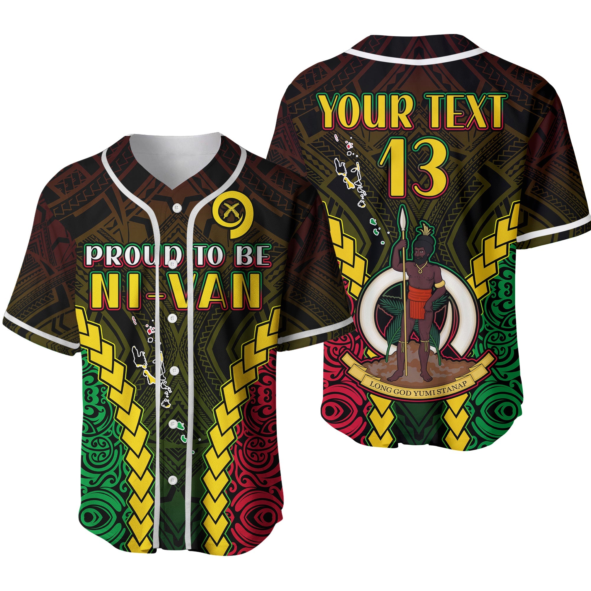 (Custom Text and Number) Vanuatu Indigenous Baseball Jersey Proud To Be Ni - Vanuatu Polynesian Pattern Ver.02 LT13 Black - Polynesian Pride