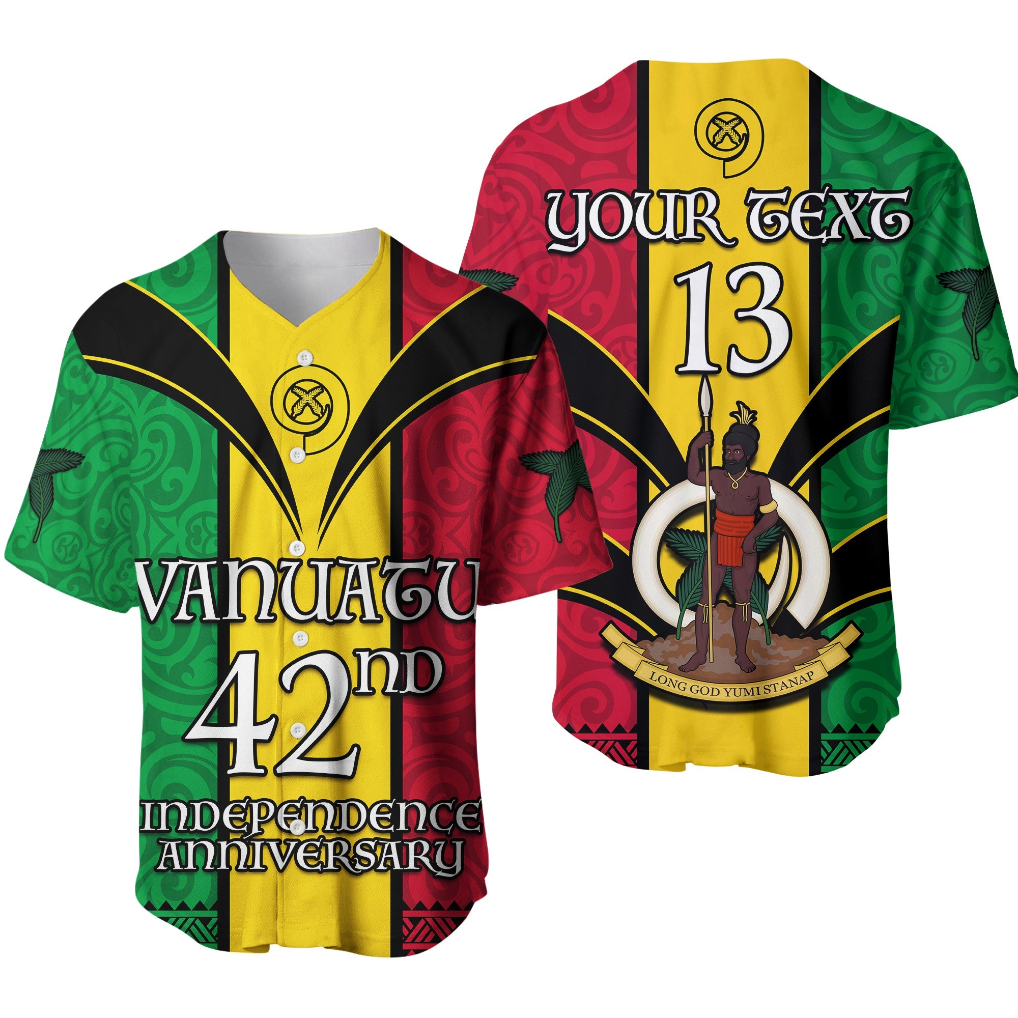 (Custom Text and Number) Vanuatu 1980 Baseball Jersey Vanuatuan Independence Day LT13 Yellow - Polynesian Pride