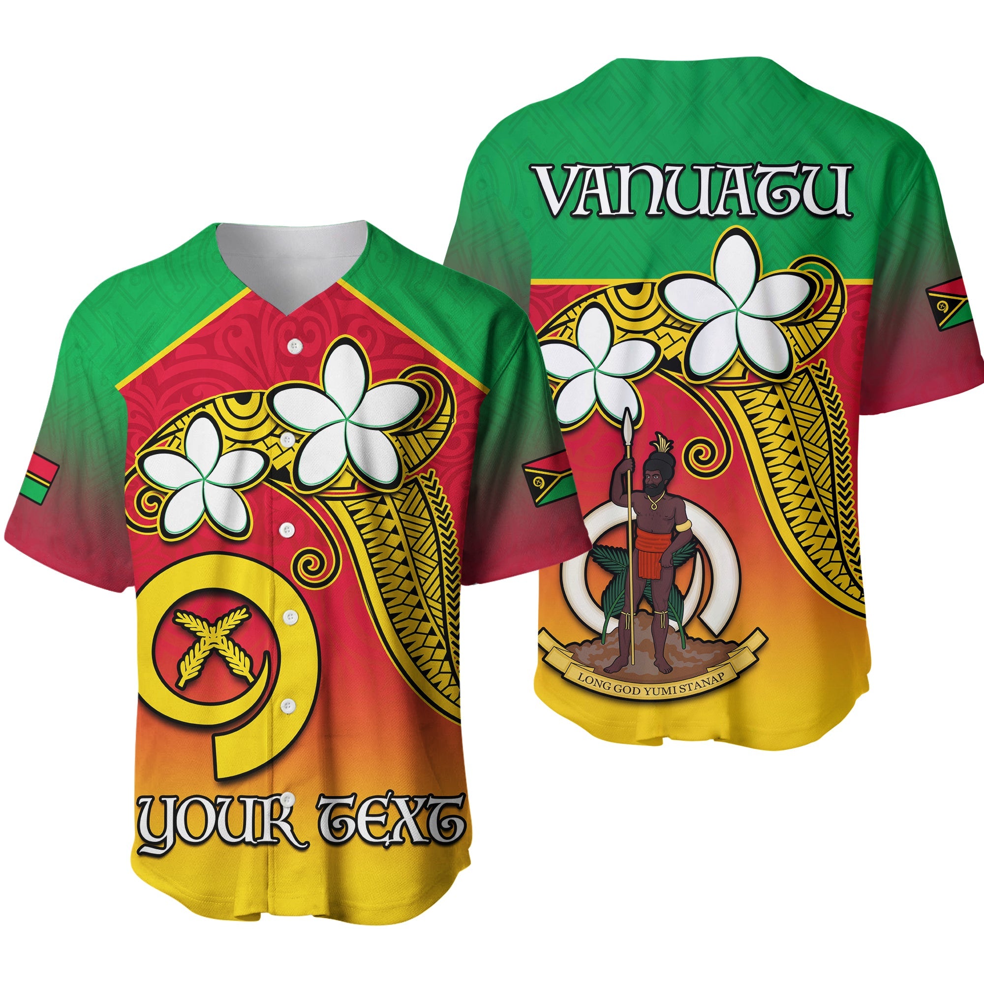 (Custom Personalised) Vanuatu Novelty Baseball Jersey Frangipani Tropical Spa Flower LT13 Red - Polynesian Pride