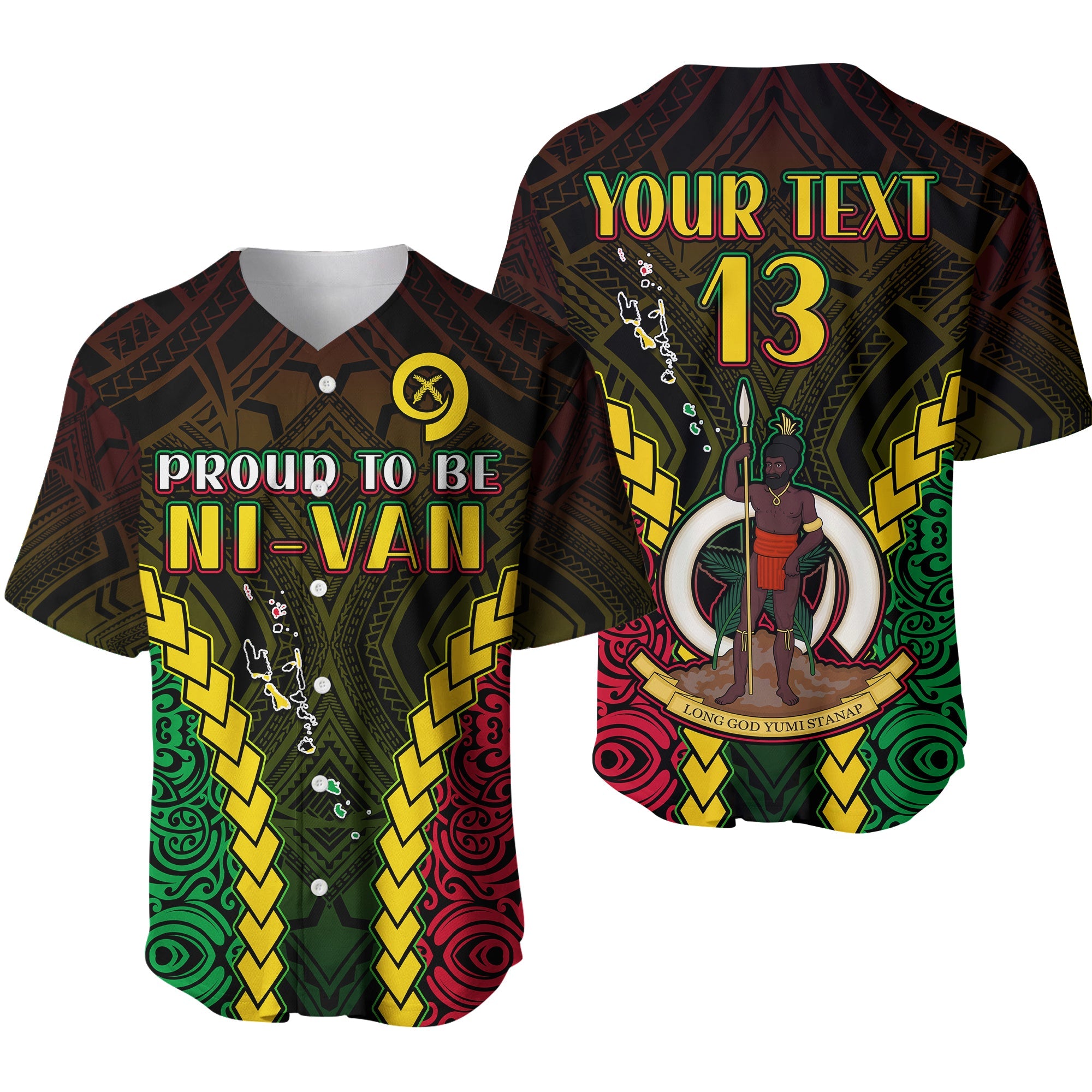 (Custom Text and Number) Vanuatu Indigenous Baseball Jersey Proud To Be Ni - Vanuatu Polynesian Pattern Ver.01 LT13 Black - Polynesian Pride