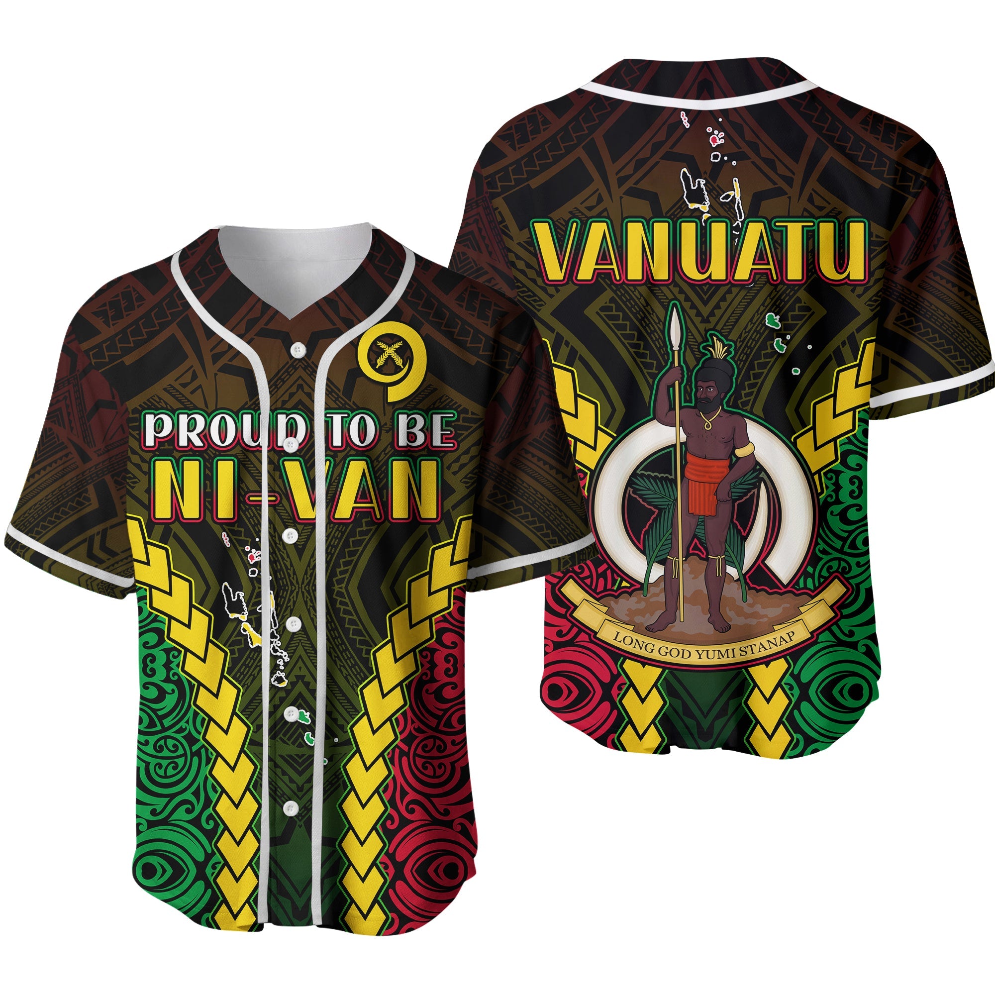 Vanuatu Indigenous Baseball Jersey Proud To Be Ni - Vanuatu Polynesian Pattern Ver.02 LT13 Black - Polynesian Pride