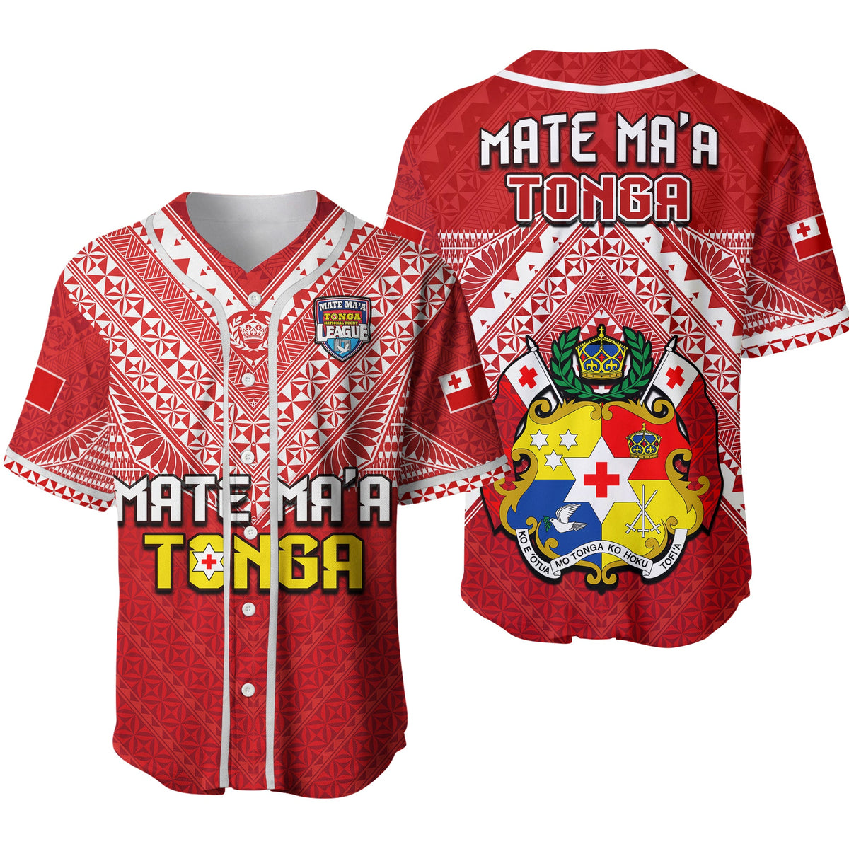 Tonga Rugby MMT Baseball Jersey Ngatu Mate Maa Tonga Special Ver.02 LT13 Red - Polynesian Pride