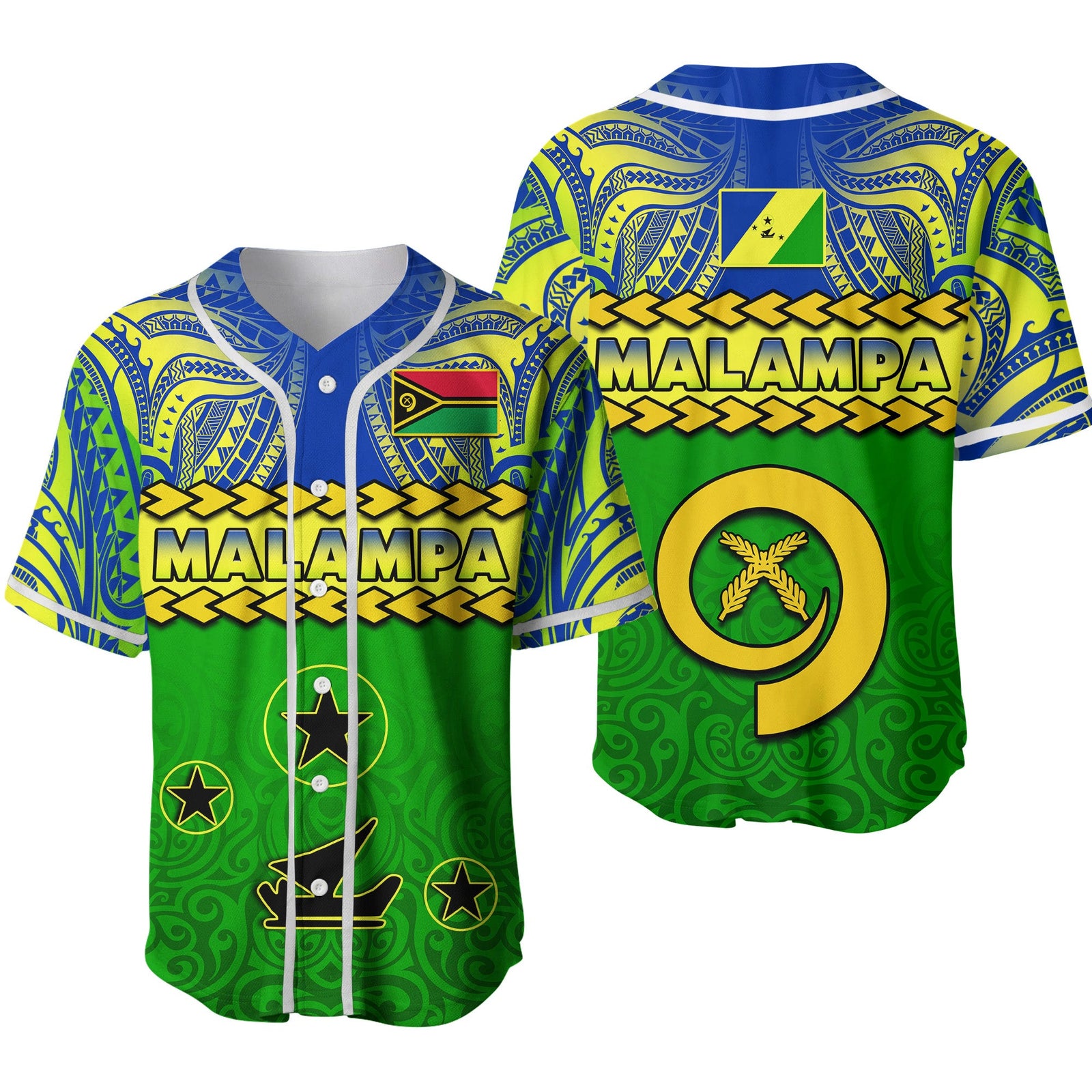 Malampa Province Baseball Jersey Vanuatu Pig Tusk Polynesian Flag Style Ver.02 LT14 Green - Polynesian Pride