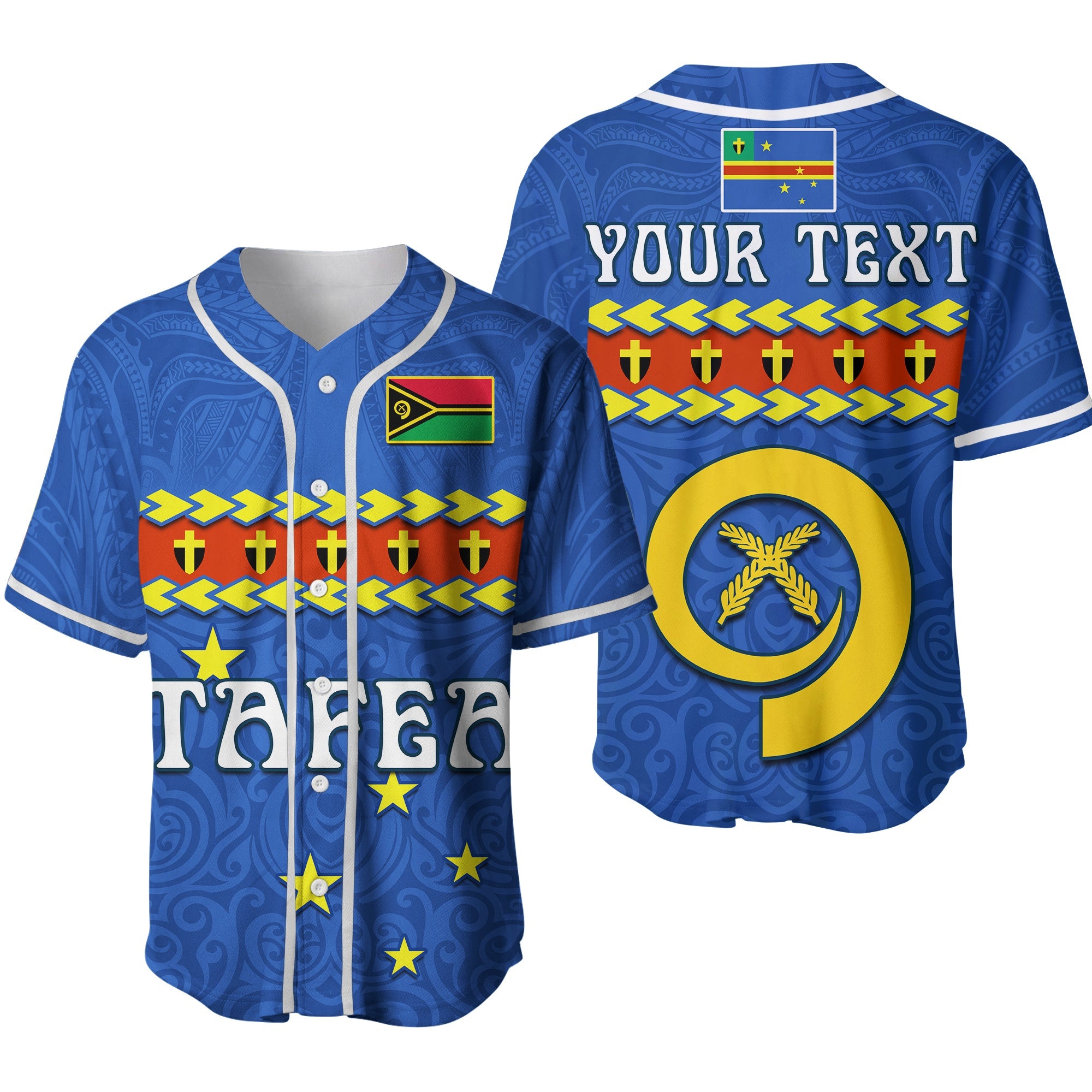(Custom Personalised) Tafea Province Baseball Jersey Vanuatu Pig Tusk Polynesian Flag Style Ver.02 LT14 Blue - Polynesian Pride