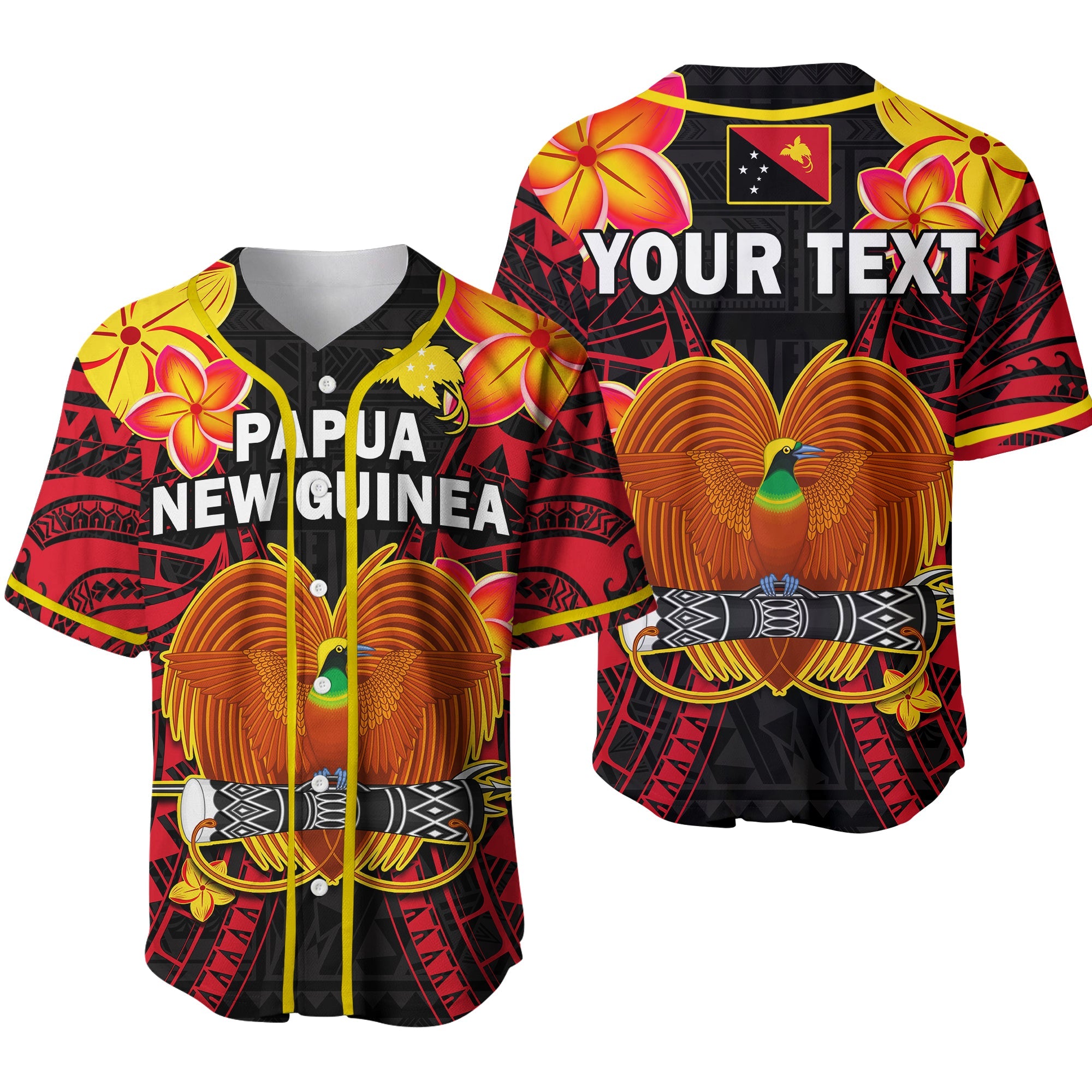 (Custom Personalised) Papua New Guinea Baseball Jersey PNG Bird Of Paradise Polynesian Pattern 02 LT14 Black - Polynesian Pride