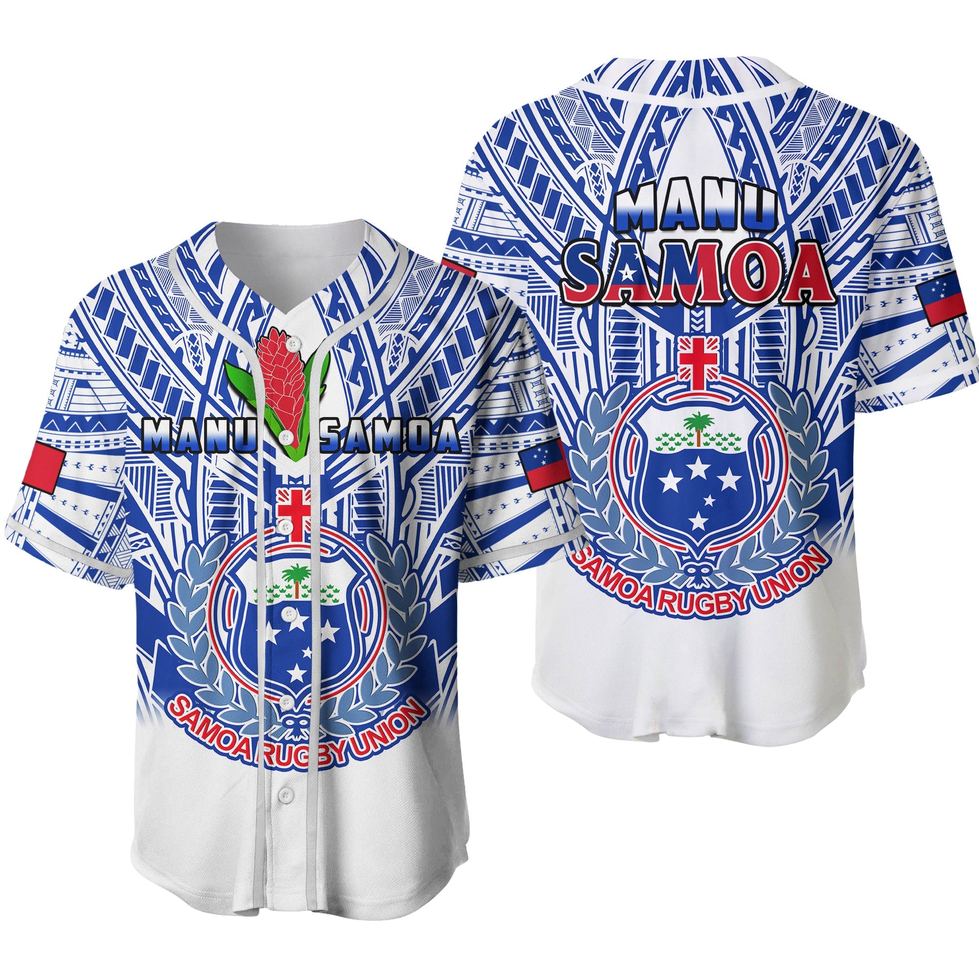 Samoa Rugby Baseball Jersey Manu Samoa 7s Ginger White Polynesian Ver.02 LT14 White - Polynesian Pride