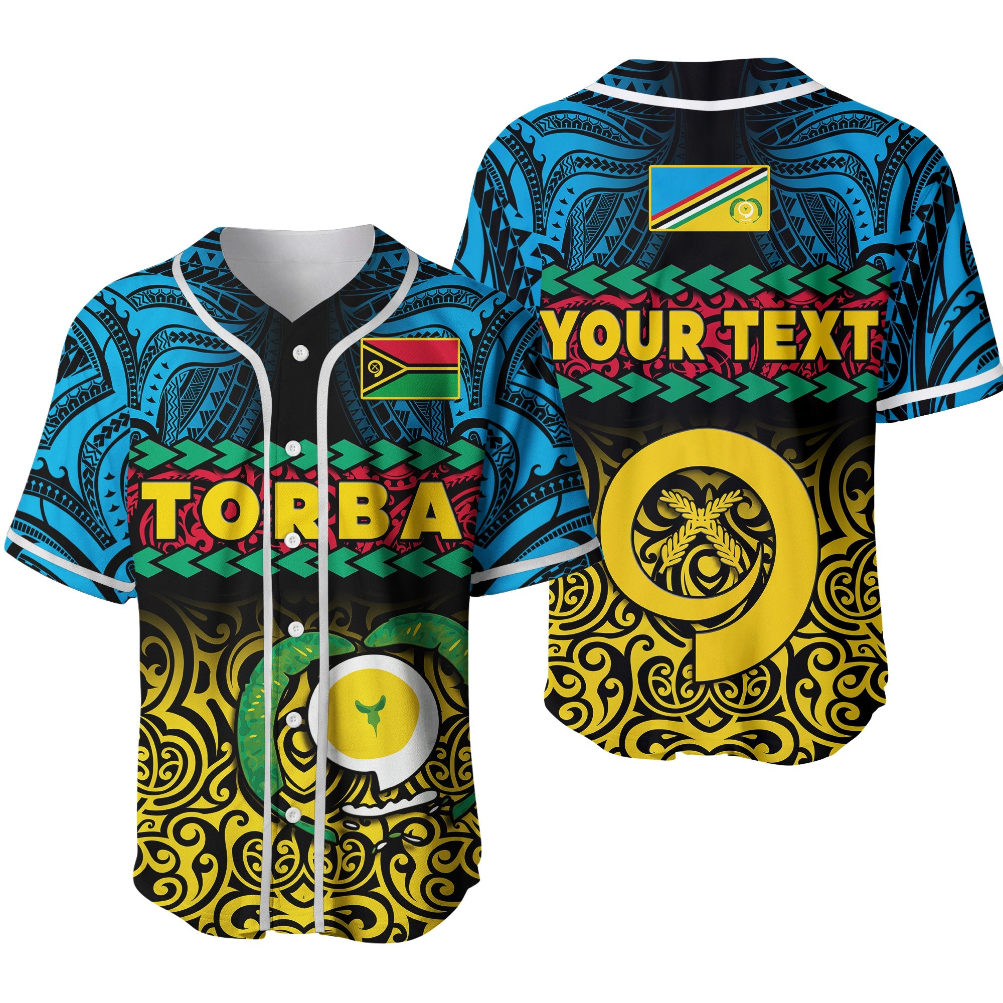 (Custom Personalised) Torba Province Baseball Jersey Vanuatu Pig Tusk Polynesian Flag Style Ver.02 LT14 Black - Polynesian Pride