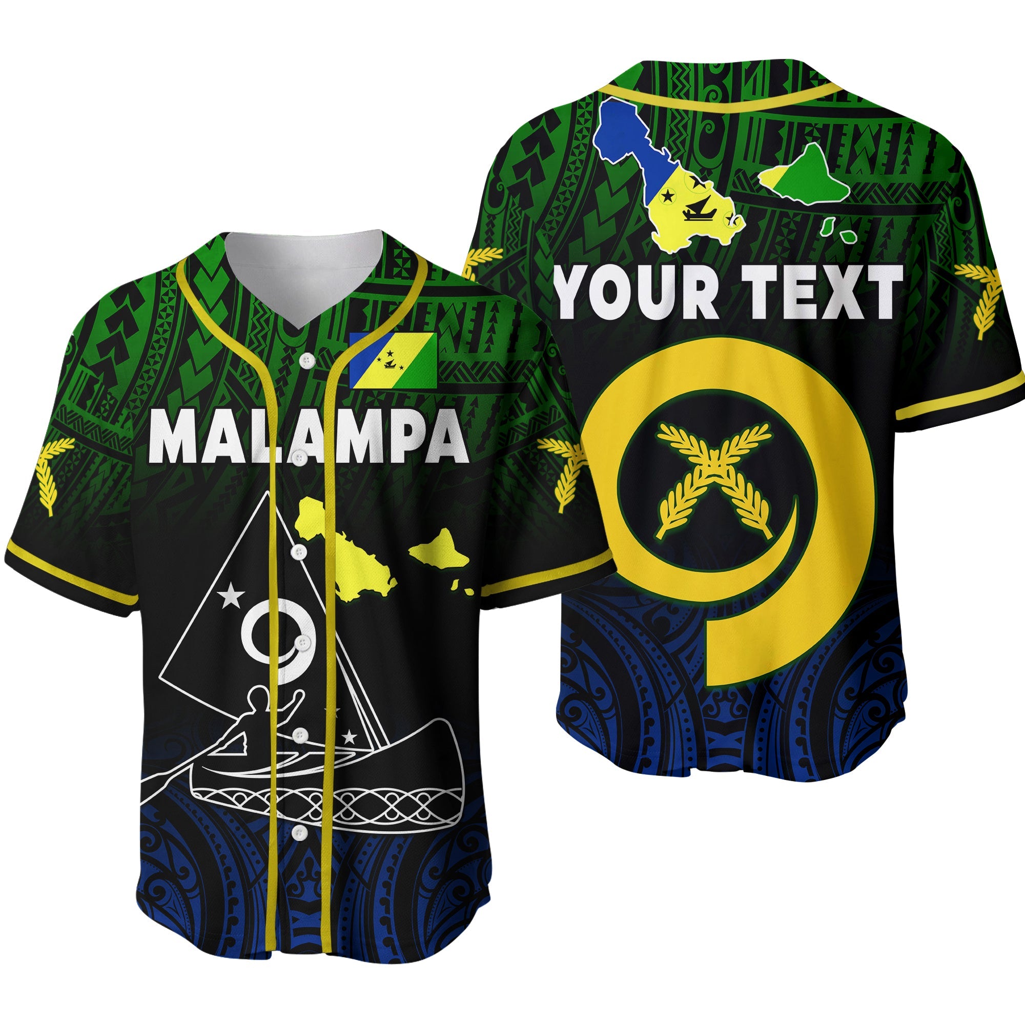 (Custom Personalised) Malampa Province Baseball Jersey Native Canoe Mix Vanuatu Pig Tusk Black Version 2 LT14 Black - Polynesian Pride