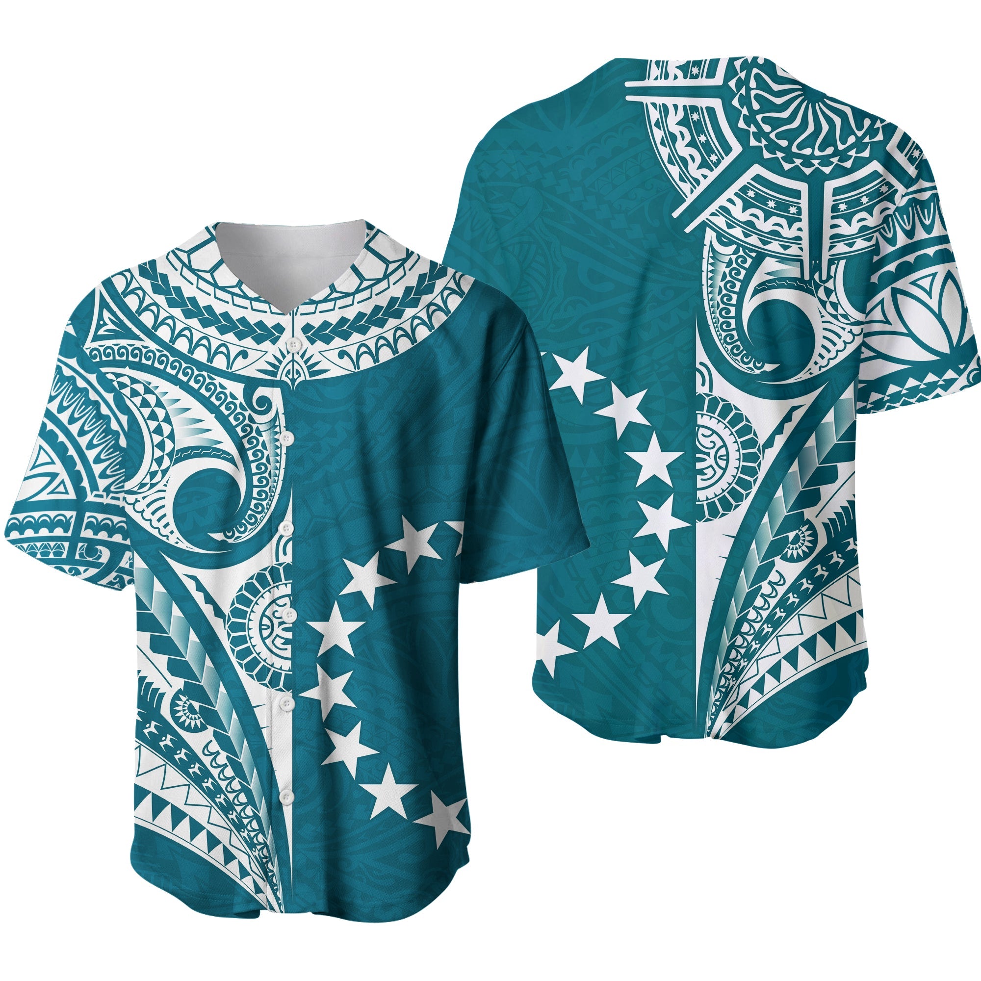 Cook Islands Tatau Baseball Jersey Symbolize Passion Stars Version Blue LT13 Blue - Polynesian Pride