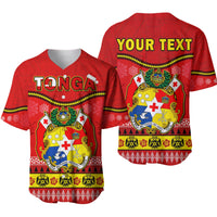 (Custom Personalised) Tonga Christmas Baseball Jersey Tongan Ngatu Kilisimasi Fiefia LT14 Red - Polynesian Pride
