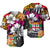 Fiji Tie Dye Baseball Jersey Polynesian Tribal Creative Tropical Flowers LT13 Red - Polynesian Pride