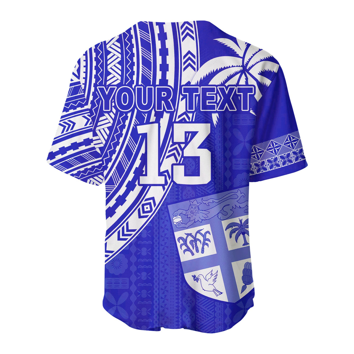 (Custom Text and Number) Fiji Rugby Sevens Baseball Jersey Fijian 7s Tapa Polynesian Blue Ver.02 LT13 - Polynesian Pride
