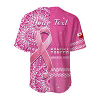 (Custom Personalised) Tonga Breast Cancer Baseball Jersey Tongan Ngatu Pattern No One Fights Alone LT14 - Polynesian Pride