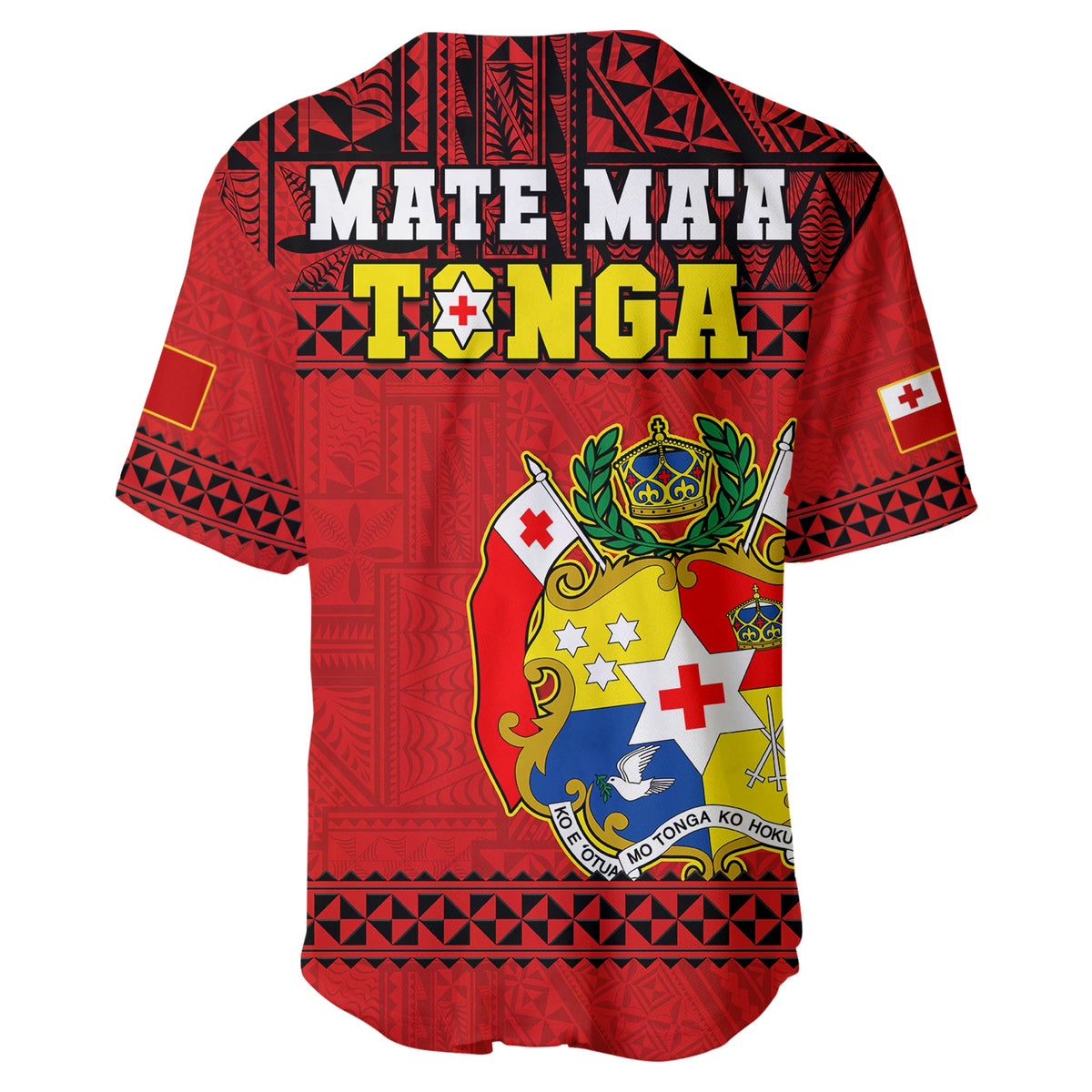 Tonga Rugby Baseball Jersey Mate Maa Tonga Pacific Ngatu Black LT14 - Polynesian Pride