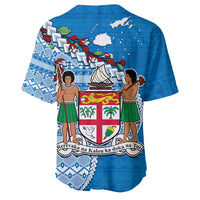 Fiji Baseball Jersey Fijian Drua Mix Tagimaucia Flower Blue Style LT14 - Polynesian Pride