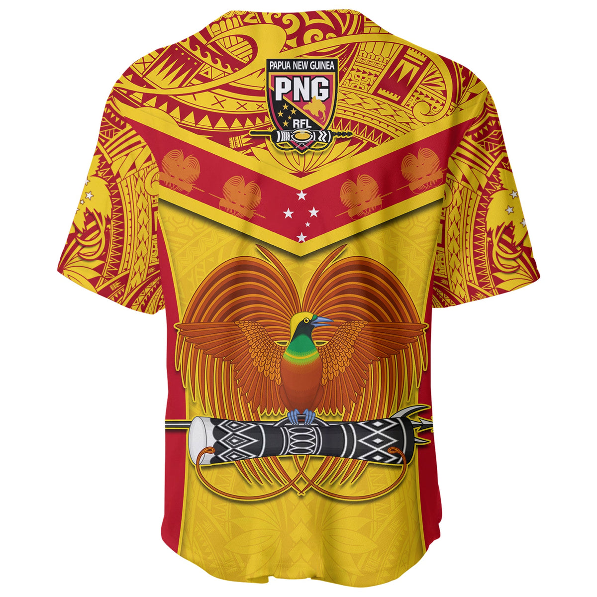 Papua New Guinea Rugby Baseball Jersey PNG Kumuls Bird Of Paradise Yellow LT14 - Polynesian Pride